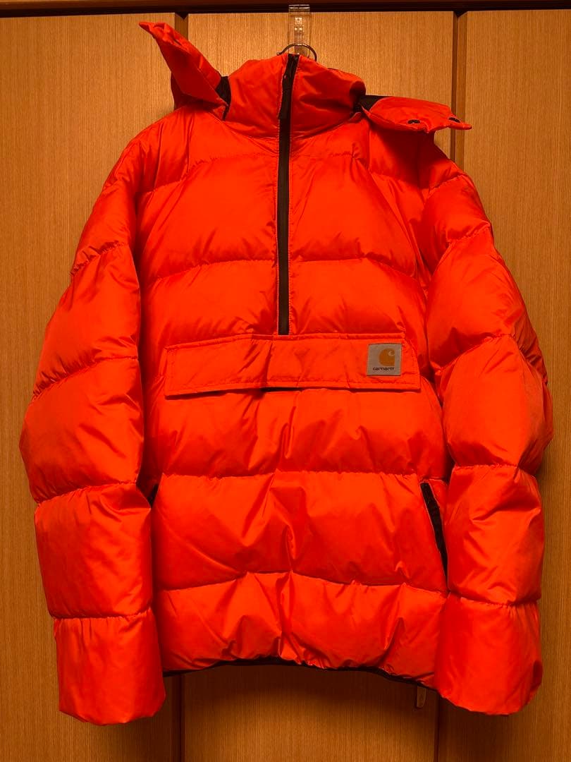 美品/Carhartt オレンジ 中綿ジャンパーフード付き カーハート