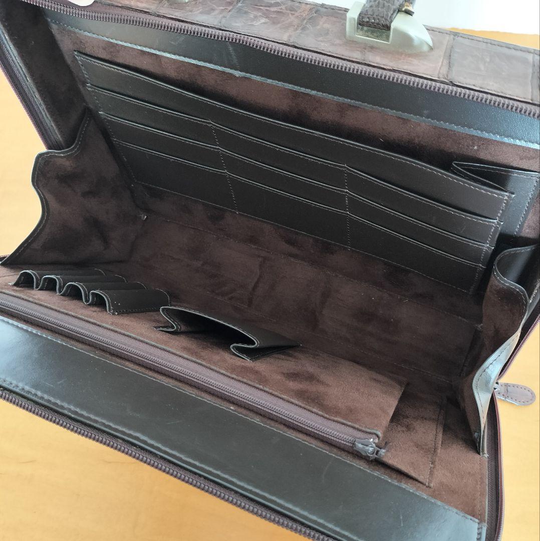 高級 クロコダイルレザー メンズ ブリーフケース JRAタグ付き