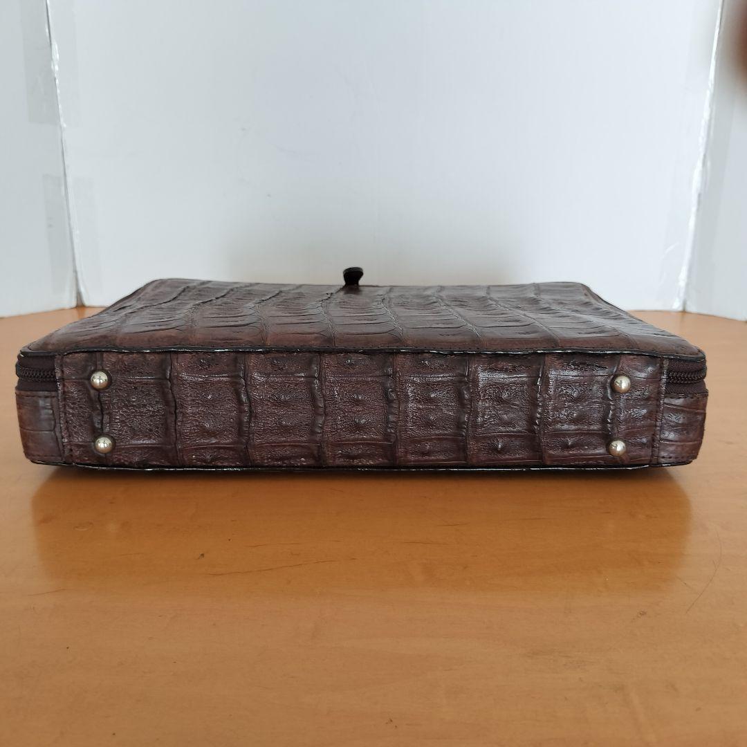 高級 クロコダイルレザー メンズ ブリーフケース JRAタグ付き