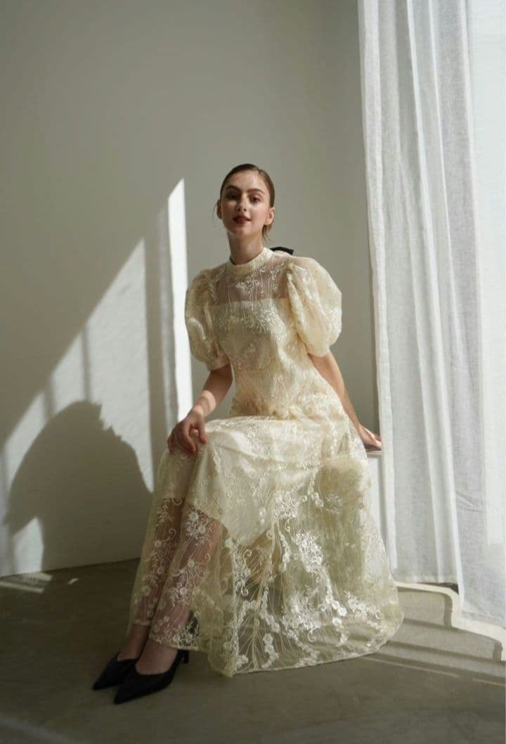 【Acka.】lace flare dress　レースフラワードレス　Sサイズ