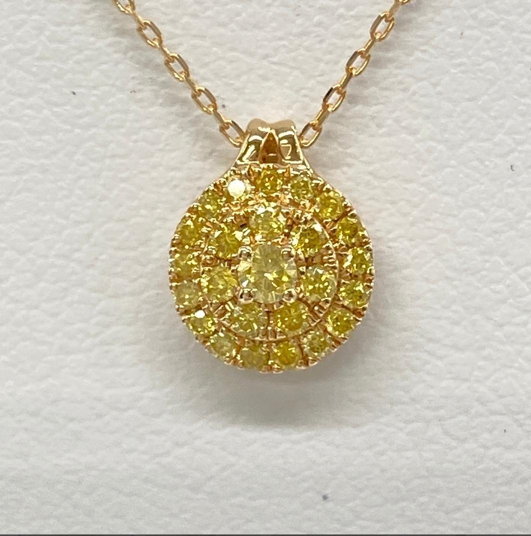 天然イエローダイヤモンド 0.2ct パヴェ ネックレス K18