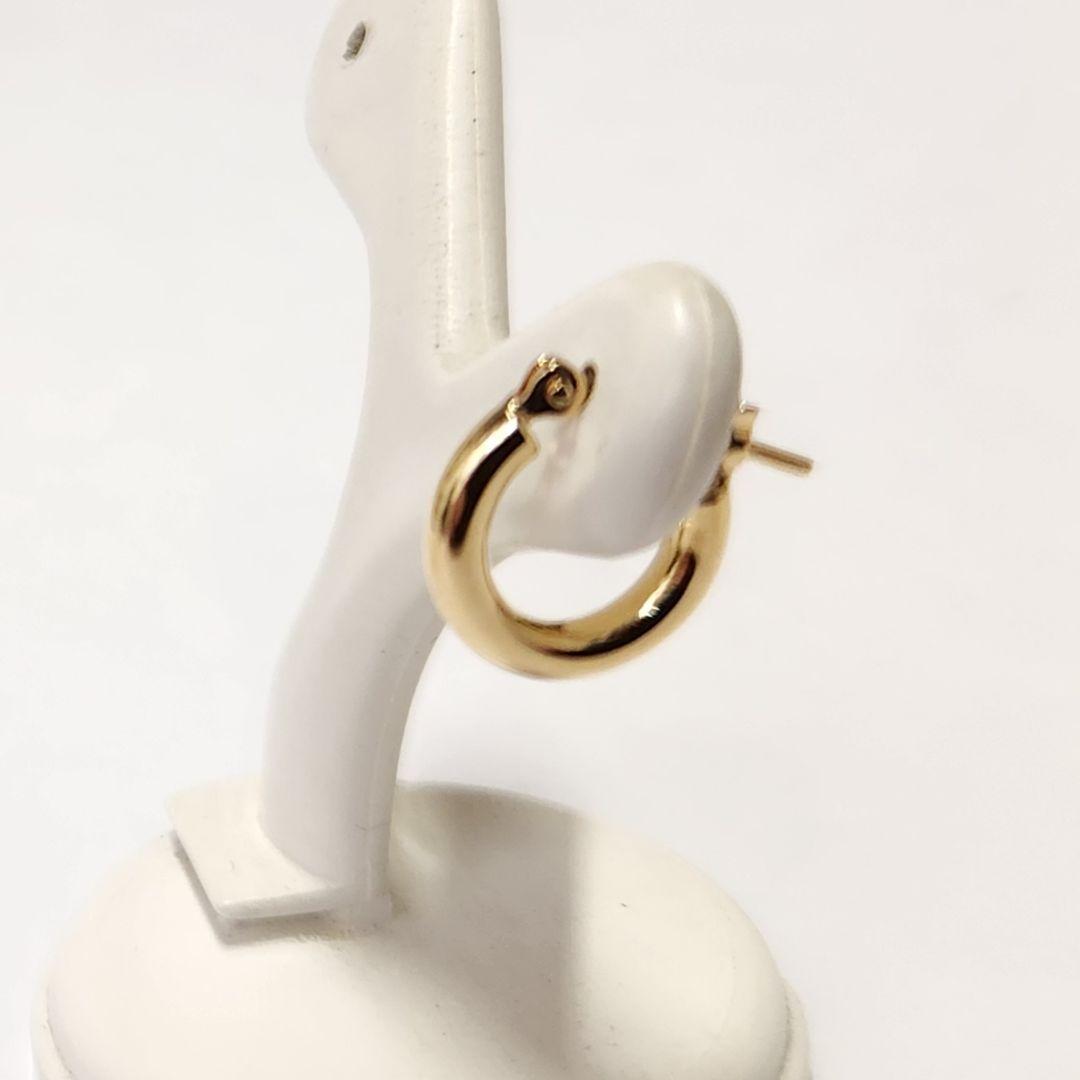 新品　K18シンプルフープピアス(リングピアス)　サイズ2mm×10mm　片耳分