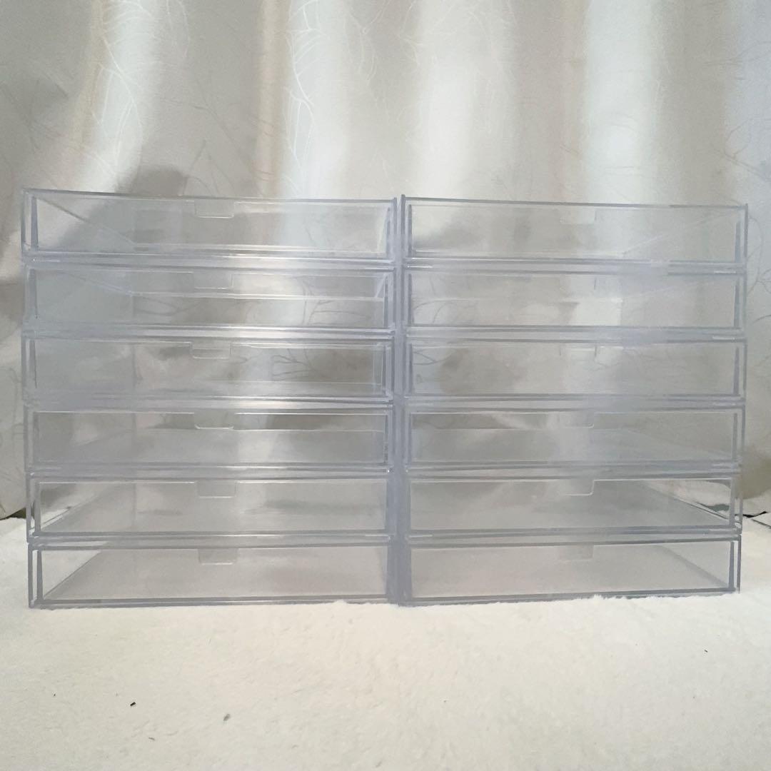 ダイソー 重なる透明収納ケース(1段引き出し) 12点セット 無印良品