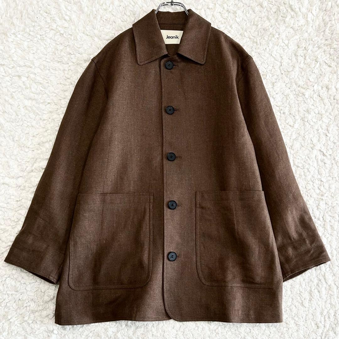 Jeanik リネン カバーオールジャケット サイズL相当 ブラウン