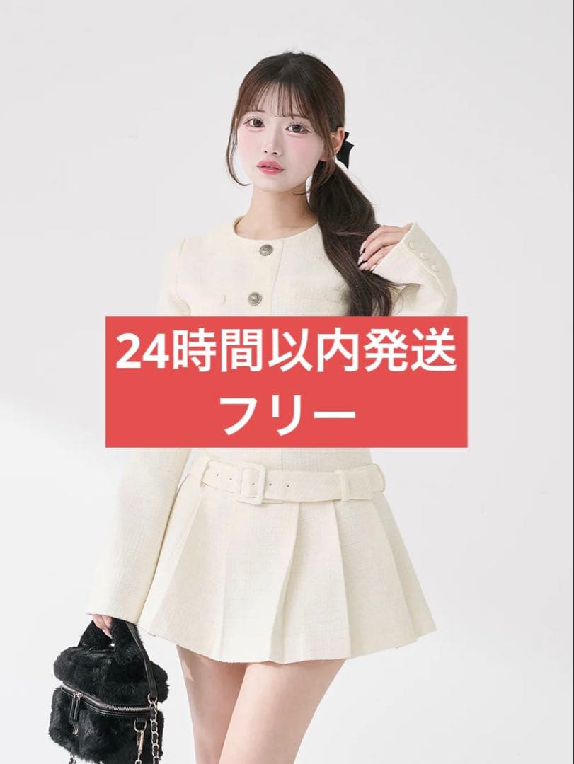 ダーリッチ Darich ボックスプリーツツイードミニワンピース フリー