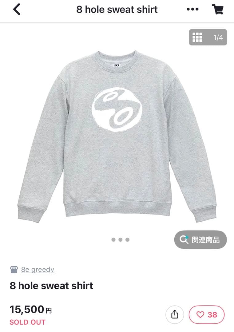 8egreedy　8 hole sweat shirt　スウェット　Sサイズ