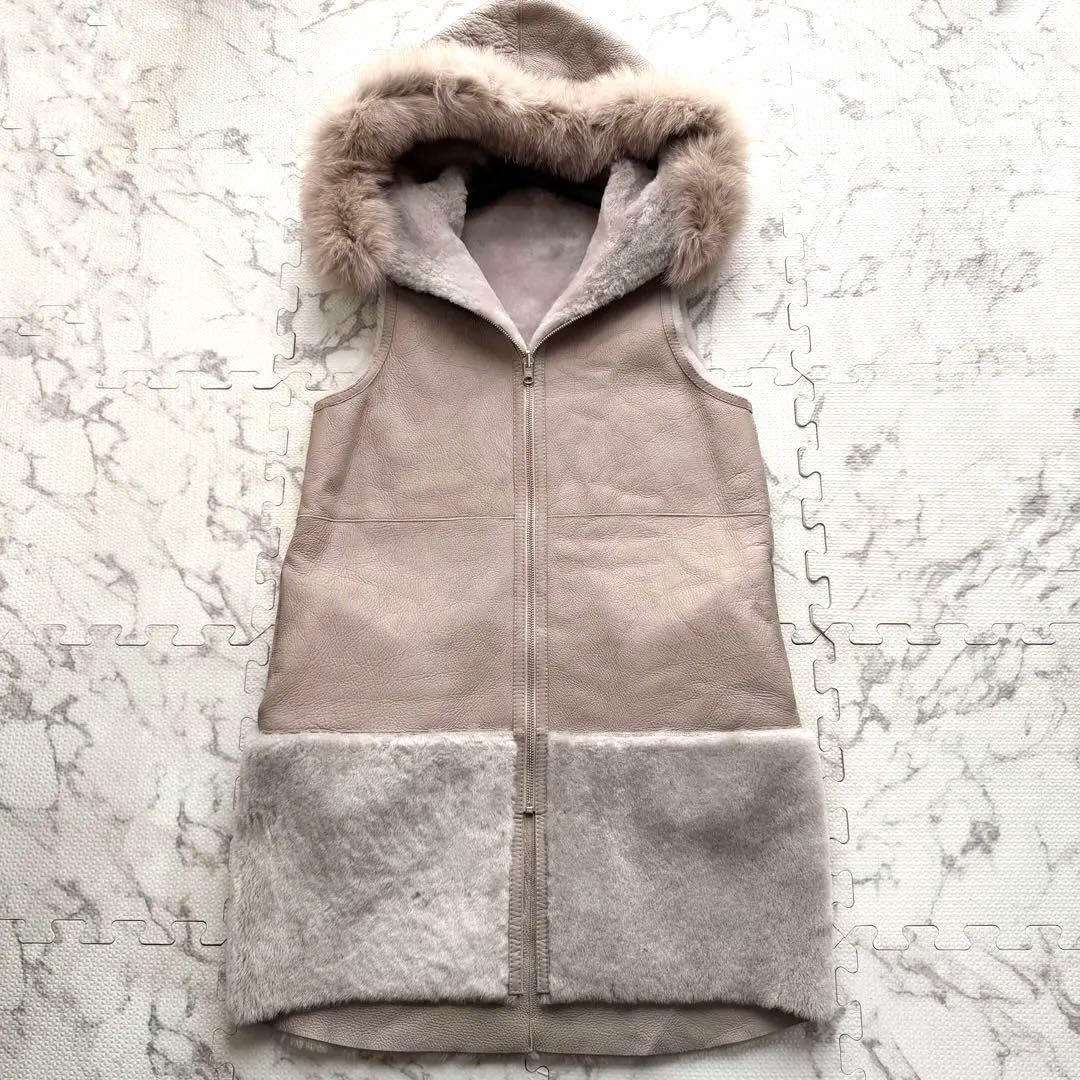 美品✨Zela'l 元町ゼラール リバーシブル ムートン ジレ フォックスファー