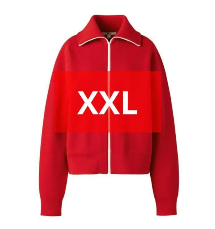 ユニクロC ミラノリブフルジップカーディガン　Red XXL