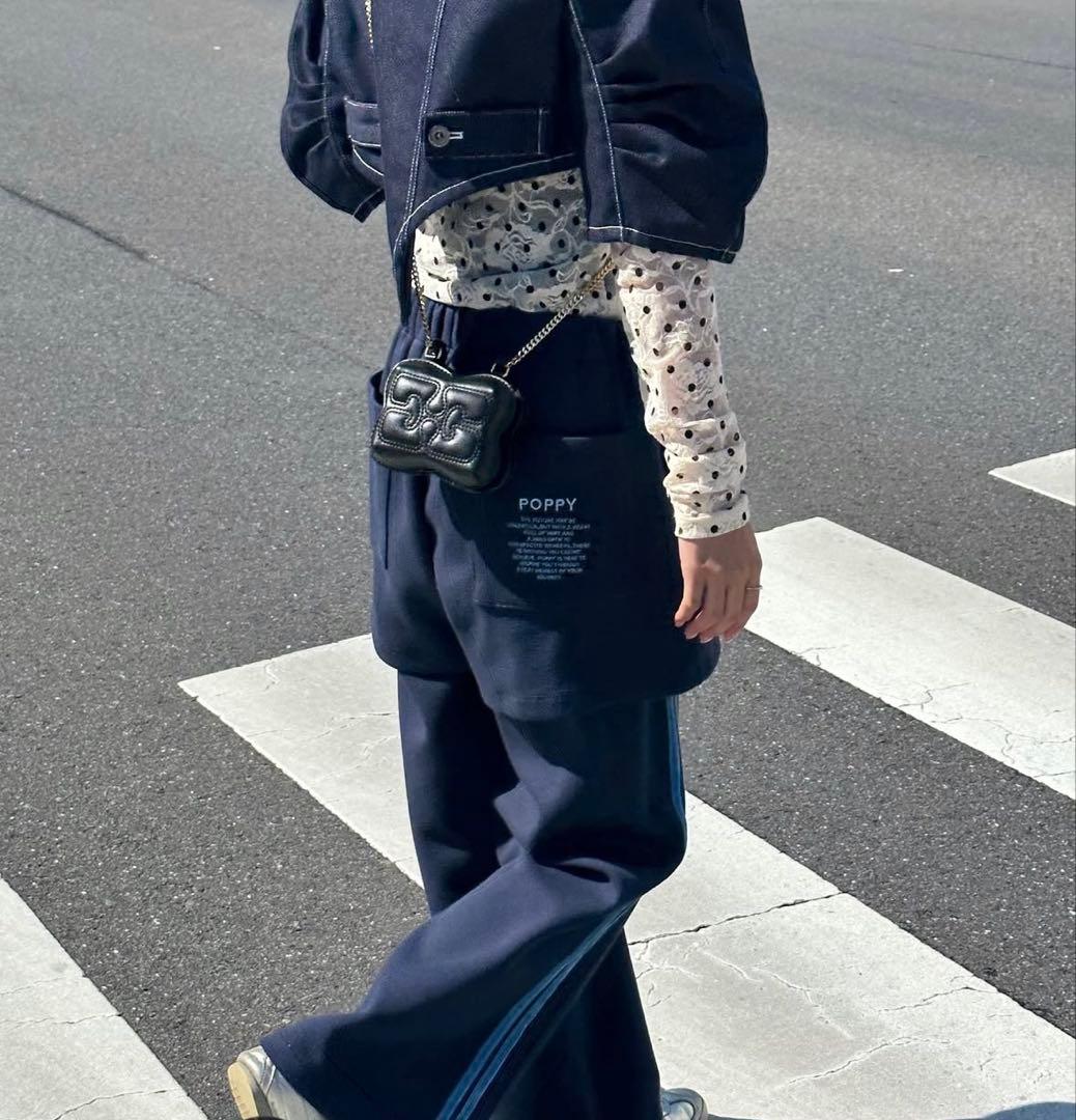 【POPPY】layered-like bonding pants (navy)