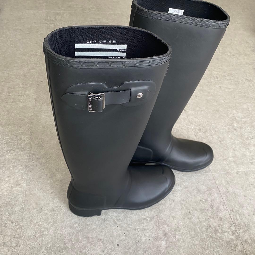 【未使用級✨】 HUNTER レインブーツ レディース ブラック 23cm