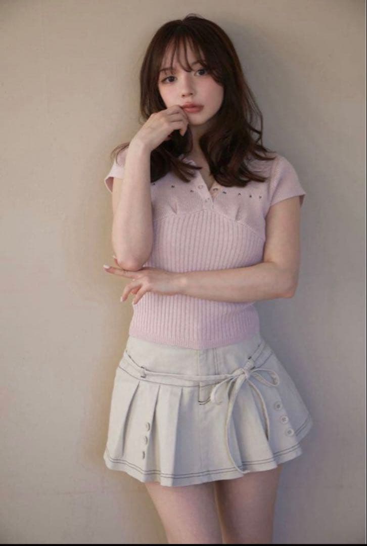 andmary アンドマリー Lindsay logo tops pink