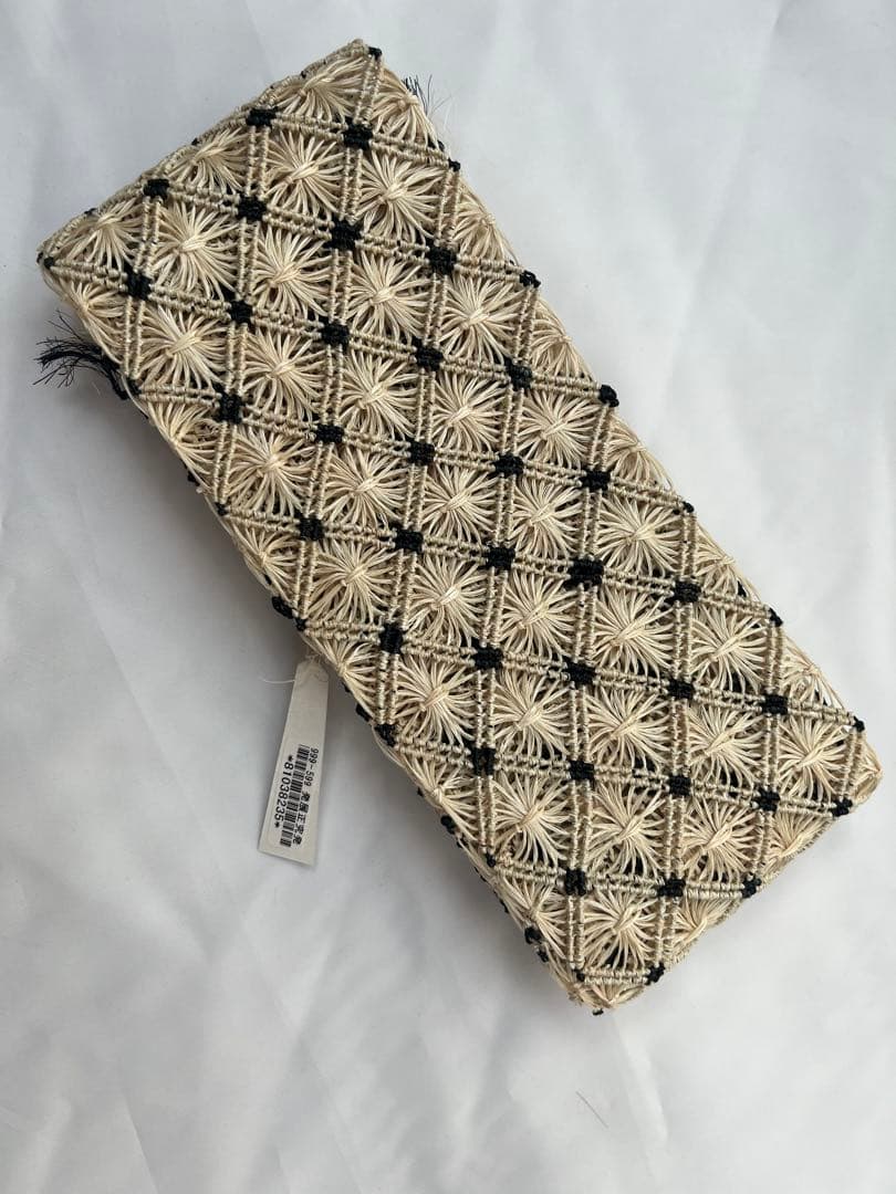 【誉田屋源兵衛】夏用半幅帯 芭蕉通風段文 黒ドット