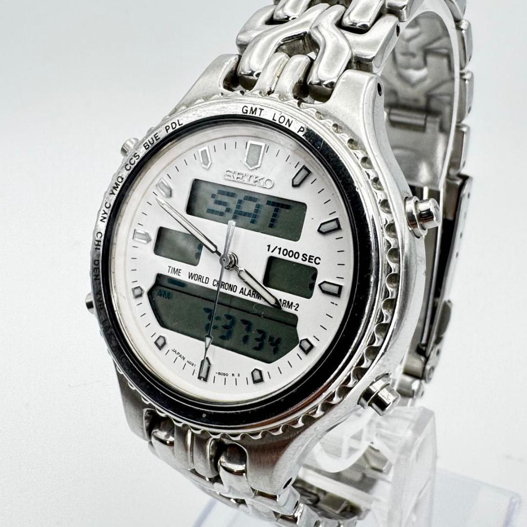 SEIKO セイコー メタルバンド シルバー デジアナ アラーム 腕時計