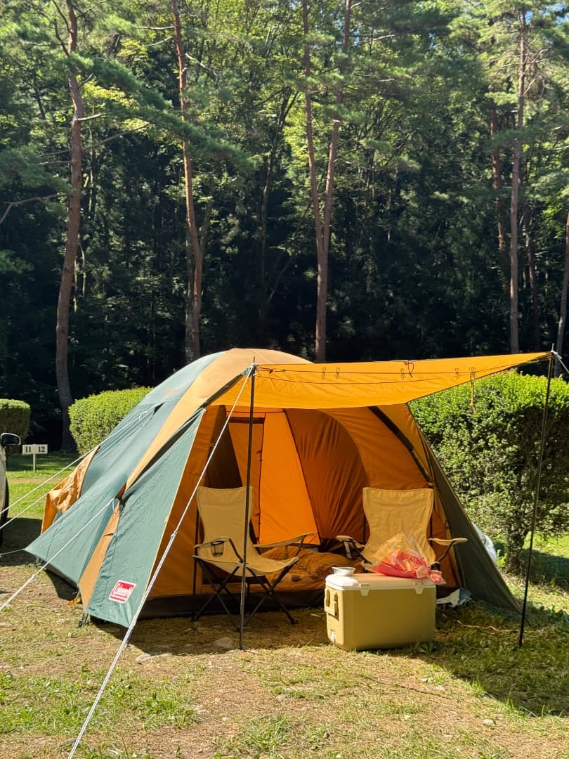ドーム型キャンプテント グリーンオレンジ