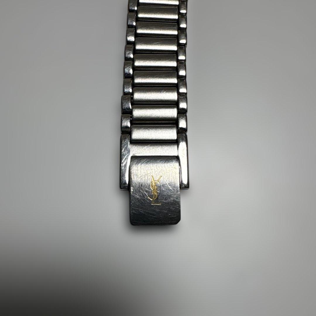 YSL イヴサンローラン　スクエア　ブラック文字盤　ゴールドロゴ