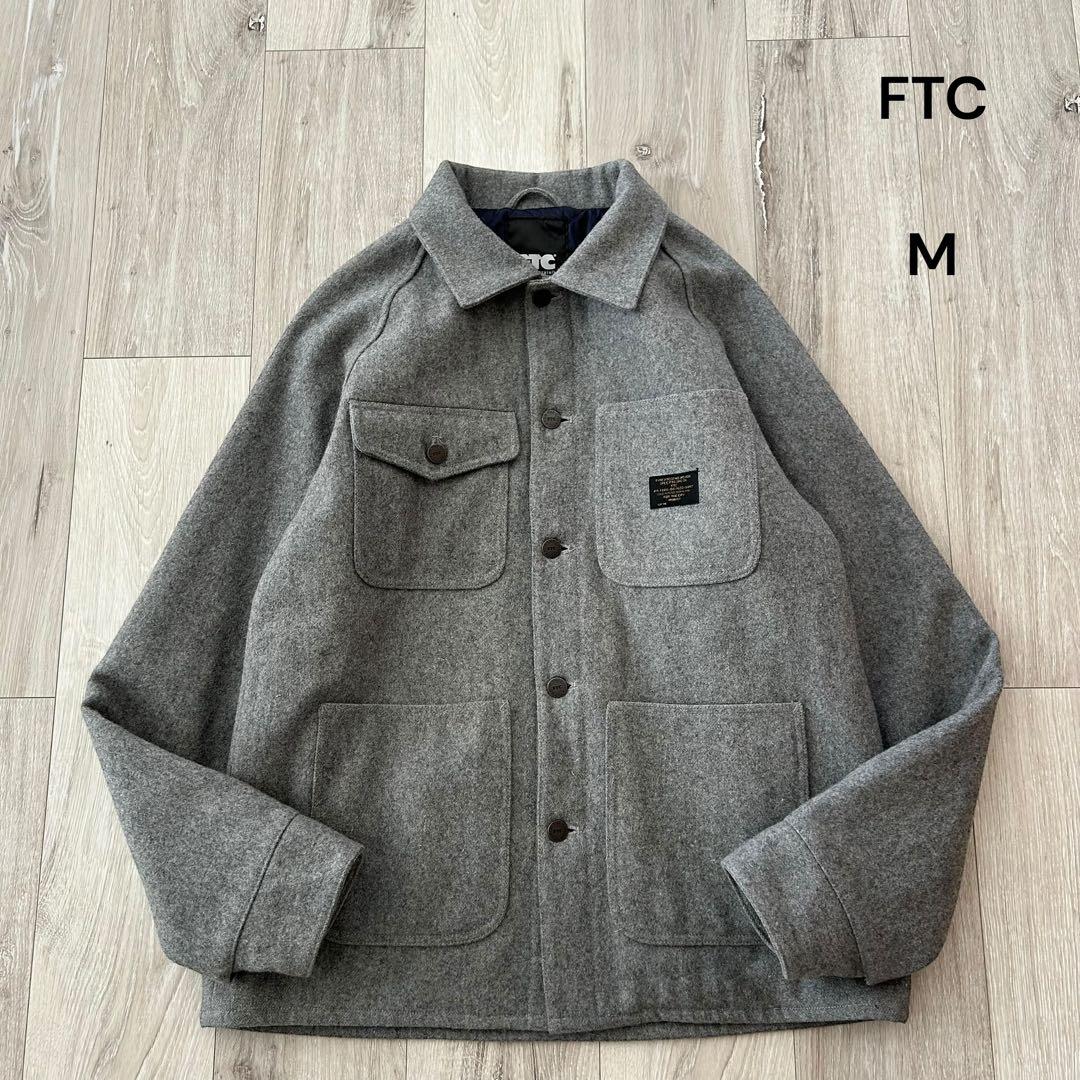 【美品】FTC ウール メルトン カバーオール グレー ネイビー Mキルティング