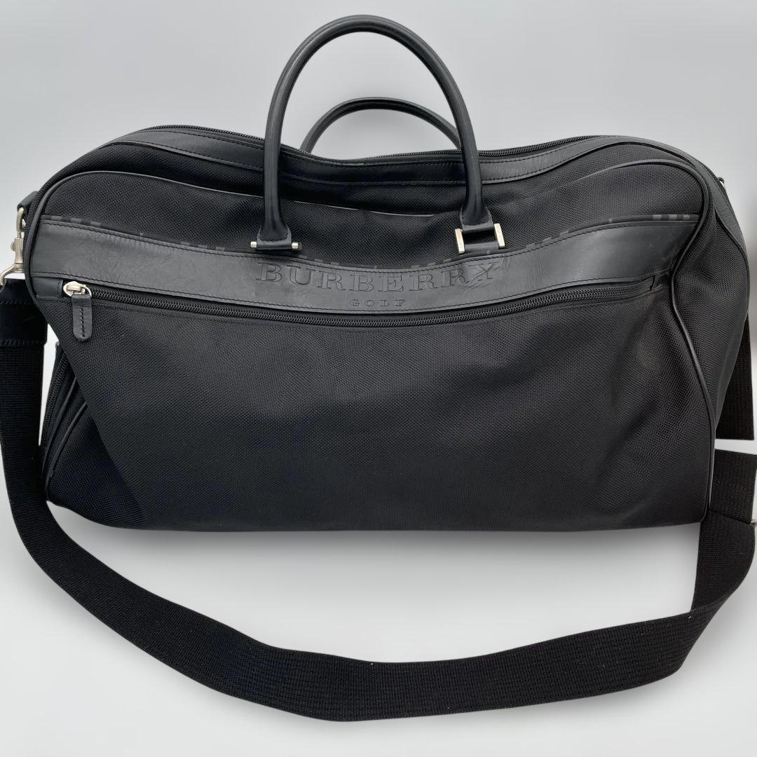 【希少】バーバリーゴルフ 2way ボストンバッグ ブラック ロゴ レザー　②