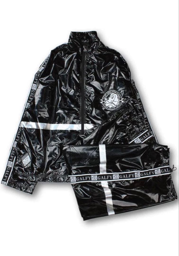 ♥ GALFY ♥ タグ付き 賛否両論 ナイロン 上下 セットアップ 光沢 ♥