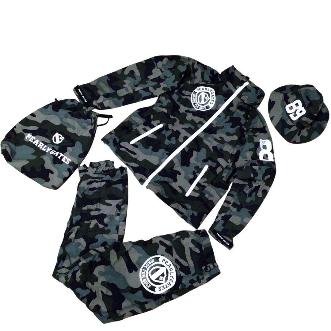 パーリーゲイツ 迷彩 レインウェア セットアップ 3点セット 1 レディース