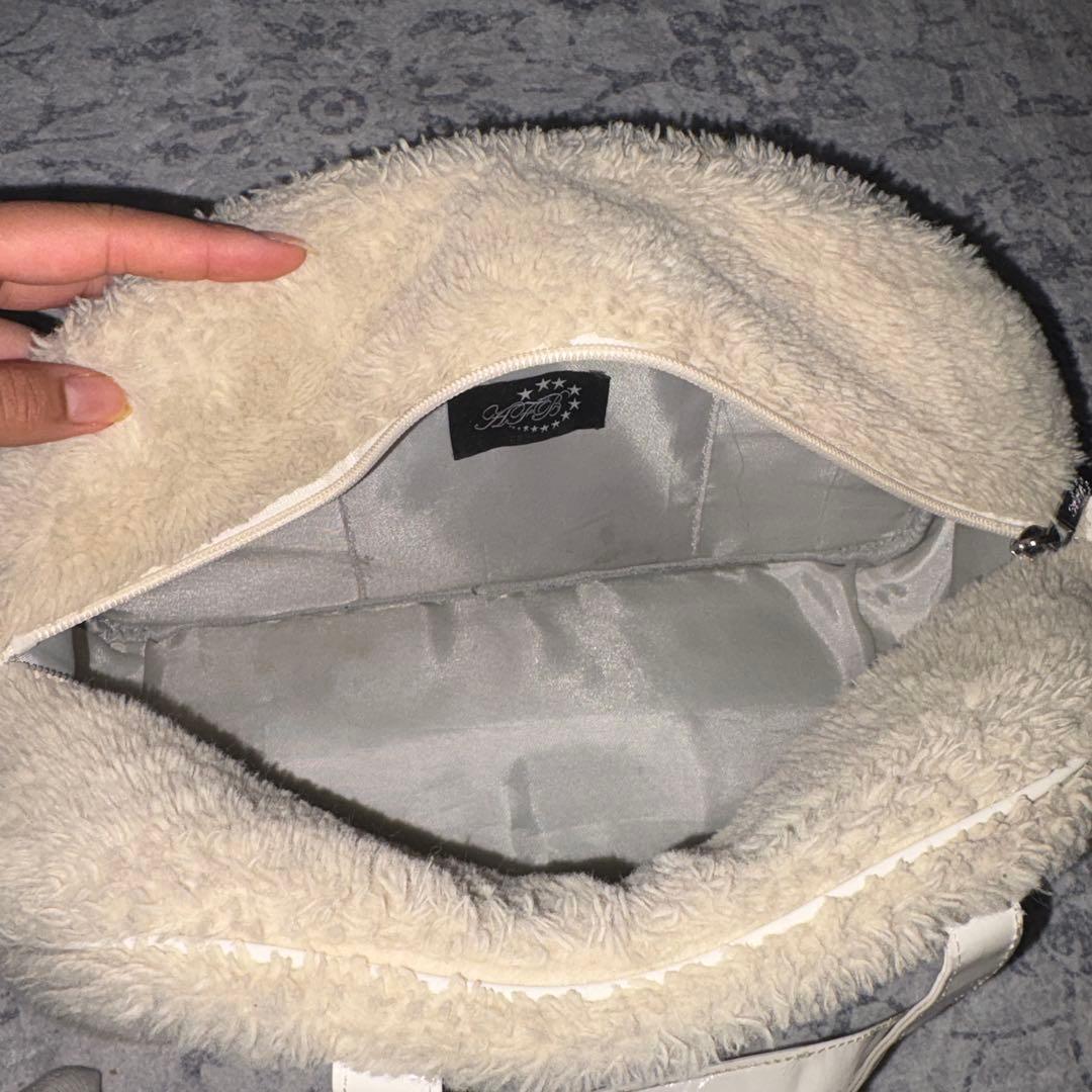 AFB ボストンバッグ ファー ベージュ