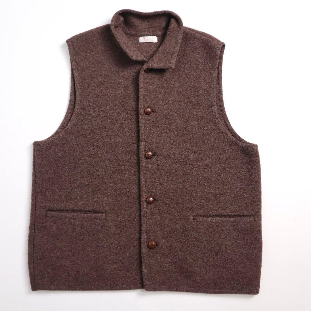 Papas 圧縮ウール クルミ釦 胡桃 クルミボタン 縮絨 ウールベスト