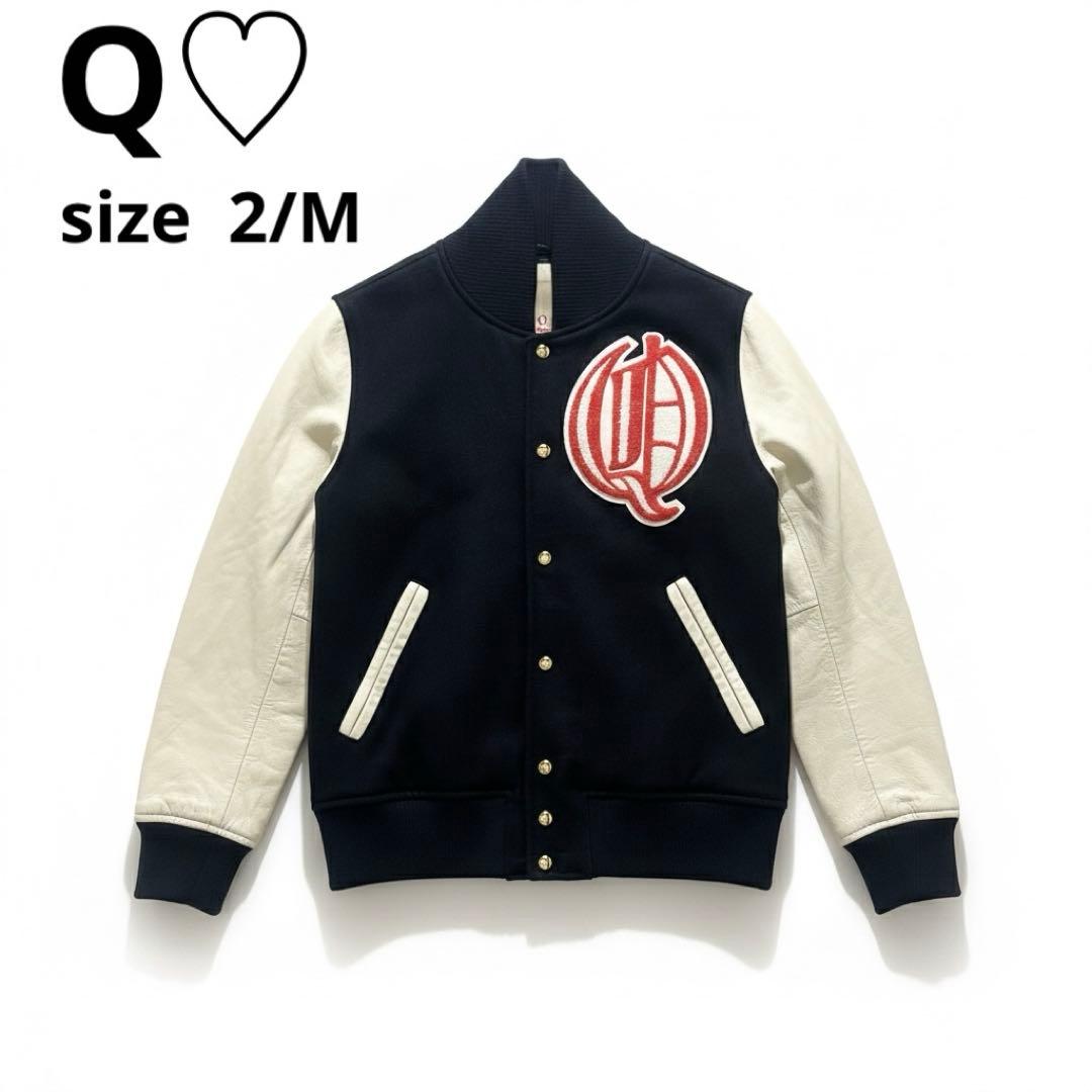 Q♡ キュー ラムレザー スタジャン ネイビー