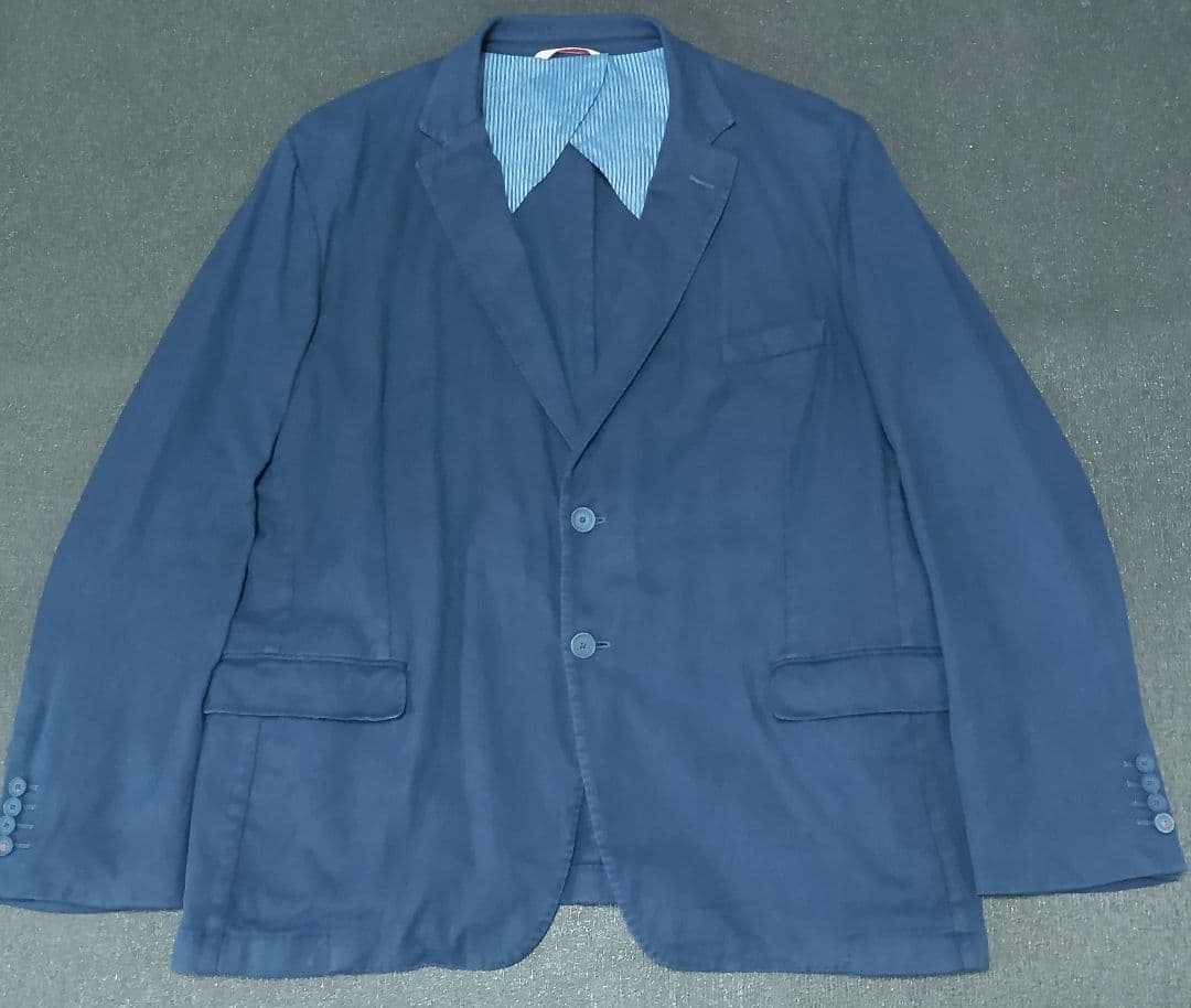 ブルックスブラザーズ48RネイビーXXL鹿の子ジャケットテーラードネイビー紳士