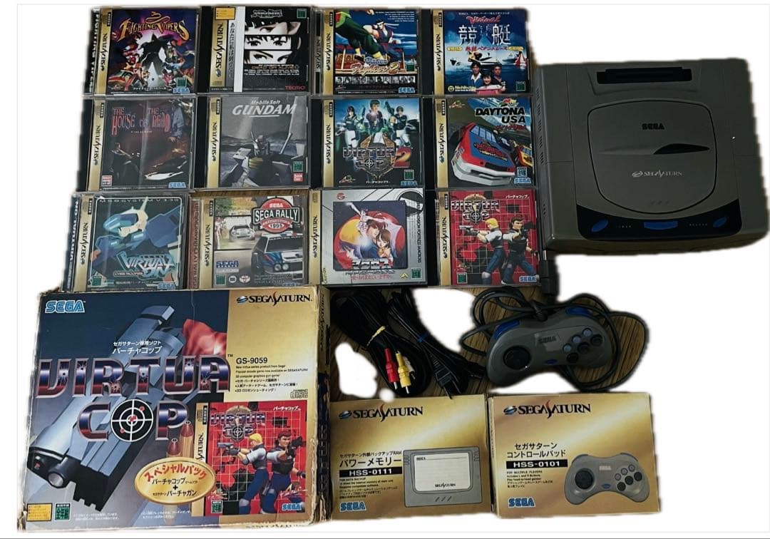 SEGA セガサターン本体＋ソフト12本＋ガンコン付【動作確認済】