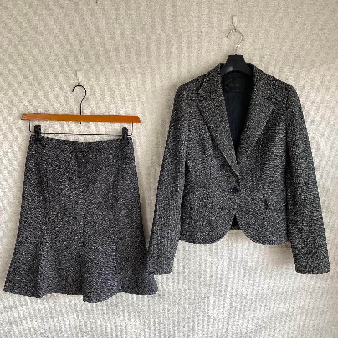 アンタイトル スカートスーツ 上2下1 W66 グレー系 ウール 秋冬 DMW