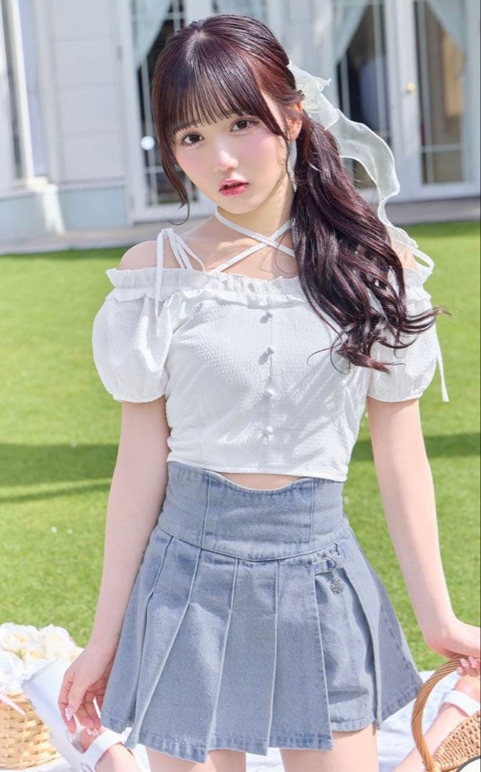 新品タグ付♡ミシェルマカロン完売美脚デニムスカパン ♡フリー