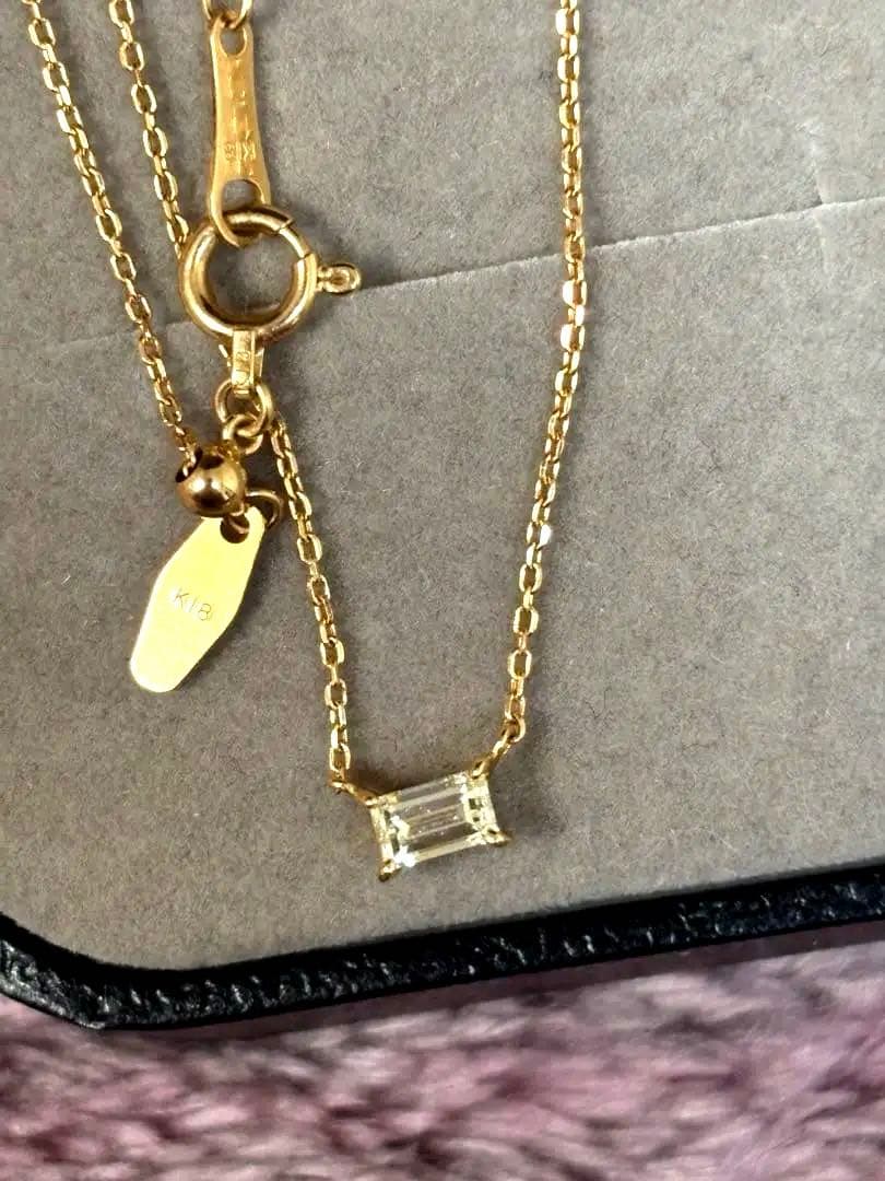 ★ 新品未使用　ジュエリーツツミ　ダイヤモンド　一粒　スクエアネックレス　K18