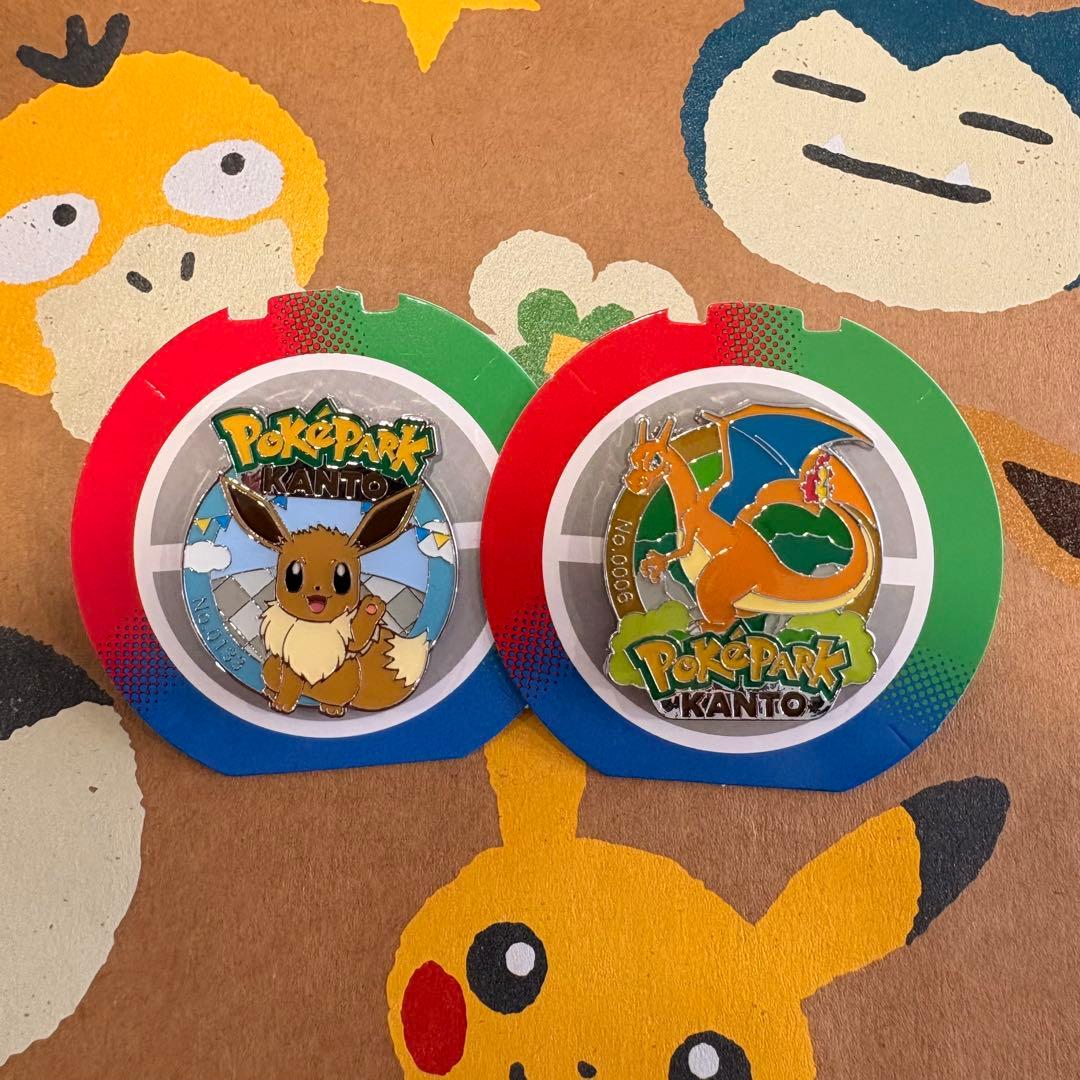 ポケパーク KANTO ピンバッジ 2個セット / イーブイ リザードン