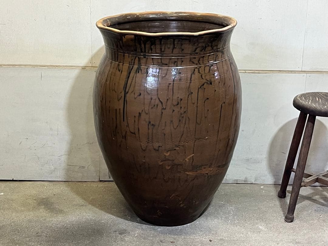 古い唐津焼の大甕79cm 水鉢 睡蓮鉢 水瓶 メダカ