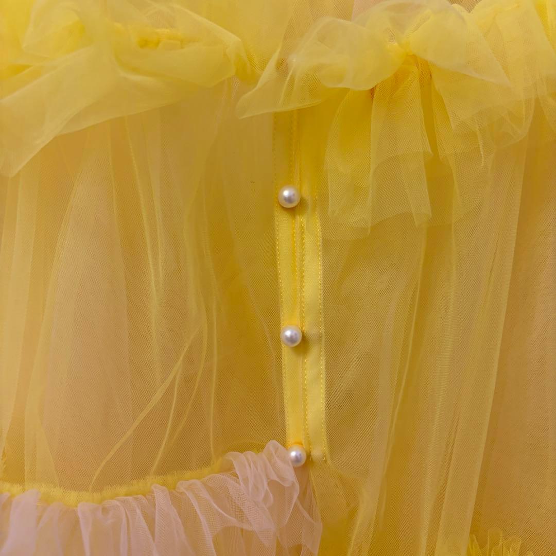 viviano チュール　キャミソール　黄色　ビスチェ アシメトップス　24ss