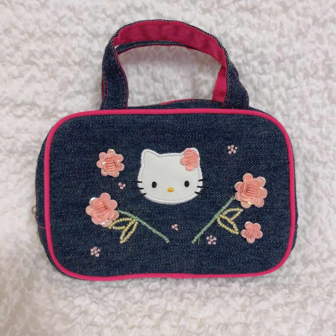 希少　ハローキティ　サンリオ　デニム　手帳　ケース　ポーチ　未使用