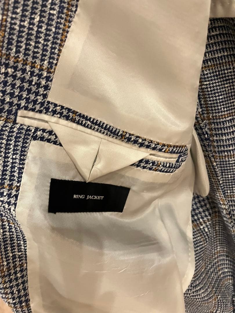 チェック柄 テーラードジャケットリングヂャケット52XL