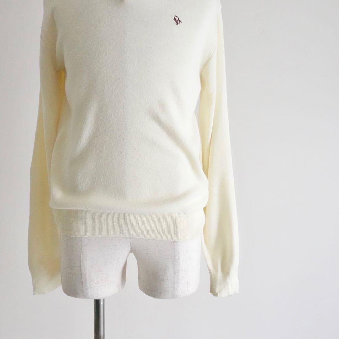 1980s Christian Dior ウールニットポロシャツ　クリーム　M