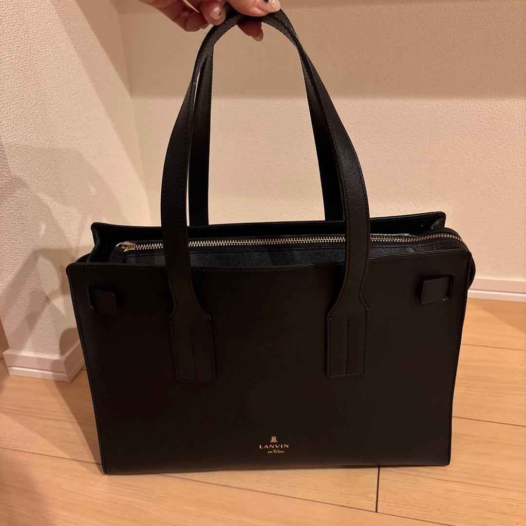 LANVIN en Bleu 本革　ブラック A4 トートバッグ