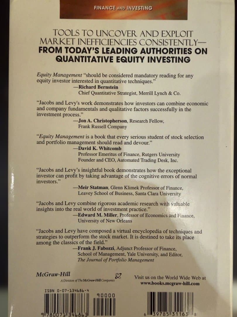 ビジネス・経済 Equity Management: Quantitative Analysis