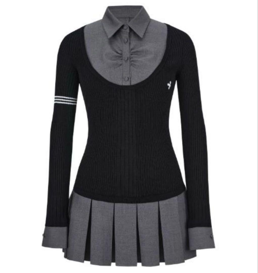andwang Uniform Pleated Mini Onepiece 新品