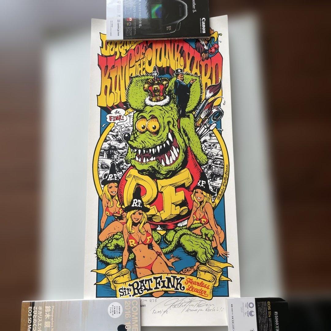 ロッキンジェリービーン　ポスター　直筆サイン入り　RATFINK 水着ver