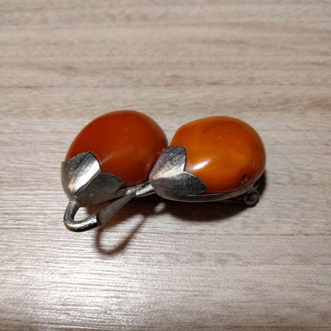 デザイン 琥珀 ブローチ アンティーク