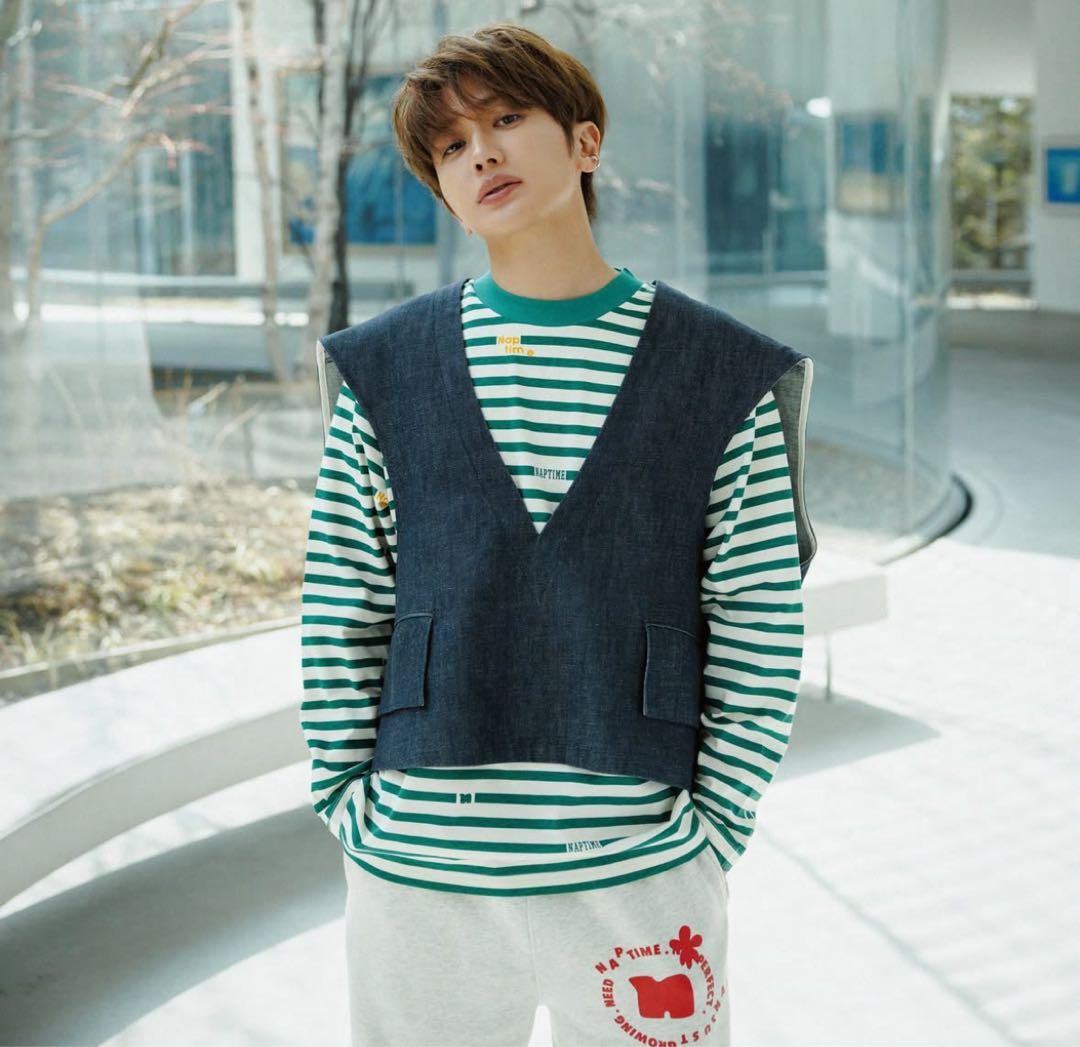 【新品】NissyNaptime.ボーダーロングT(グリーンL)