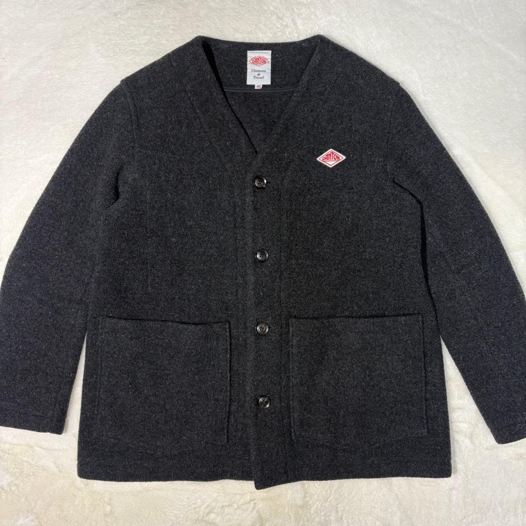 DANTON ダントン ウールモッサ Vネック ジャケット チャコール 42