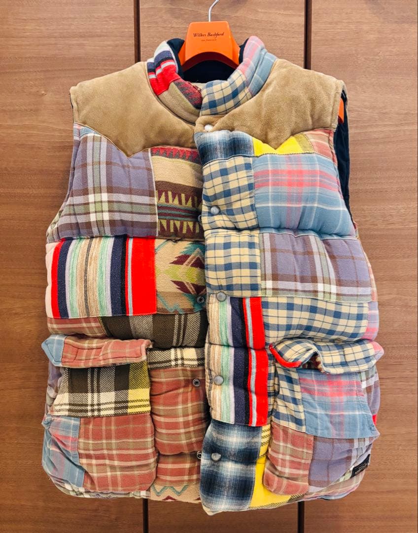 ラルフローレン　ヴィンテージダウンベストXL ネルシャツ　クレイジーパターン