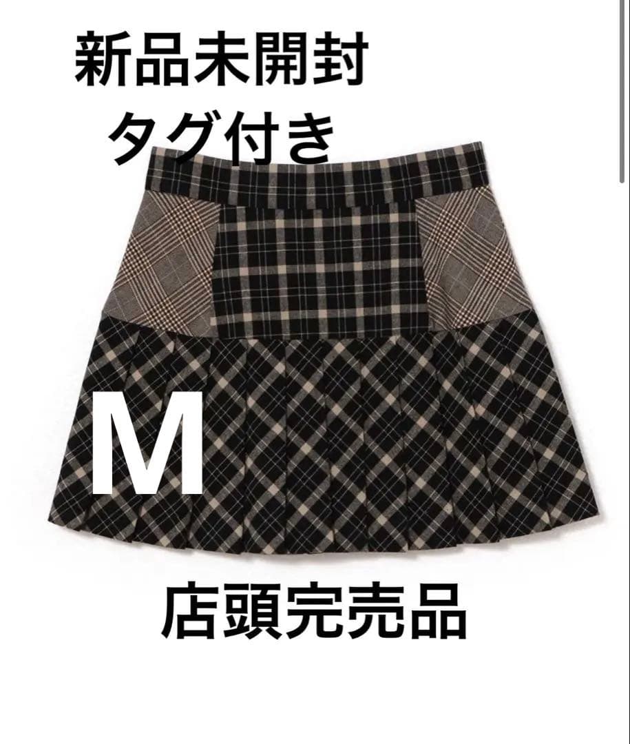 スカート andmary Coco check pleats skirt black m