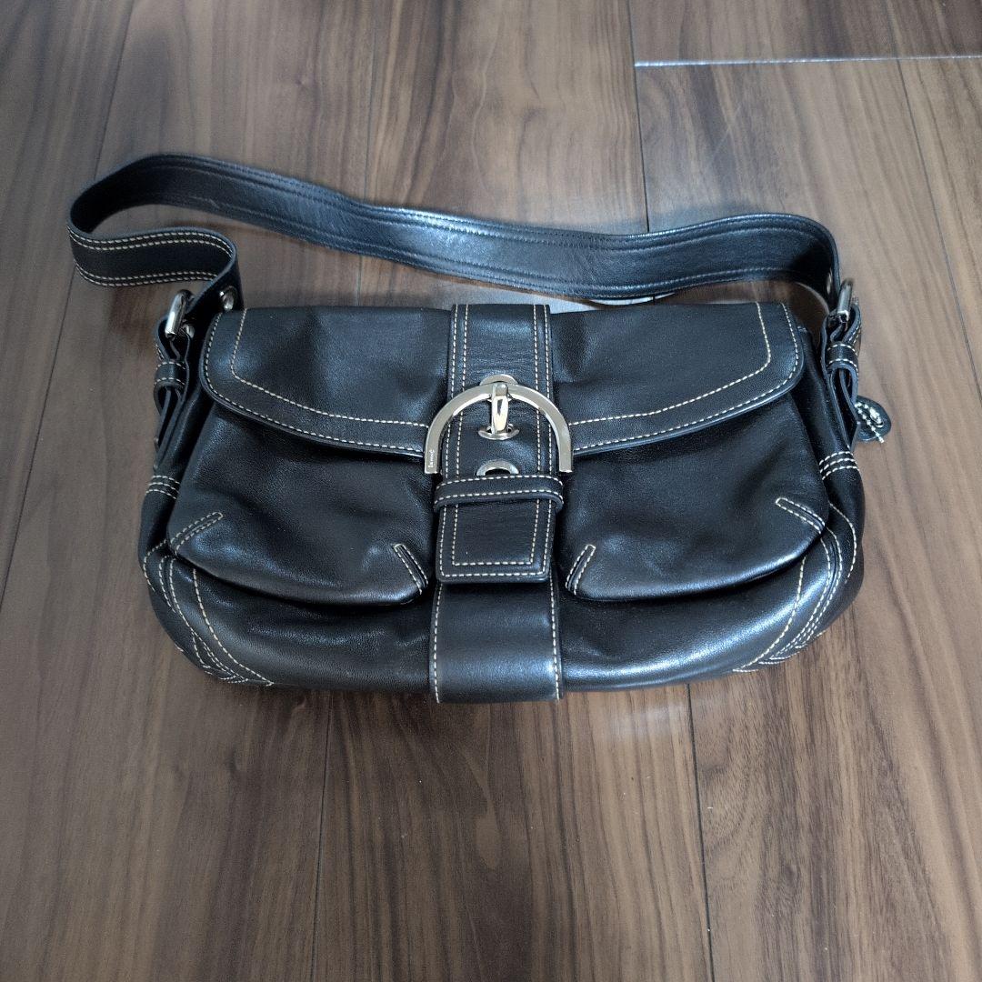 コーチ　グローブレザー 　ハンドバッグ 黒 　良品