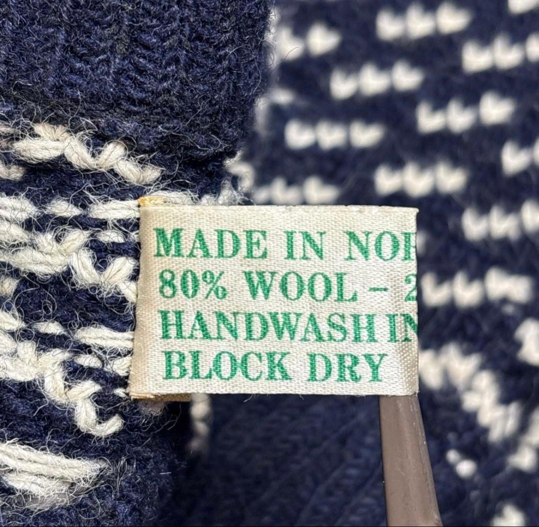 名作 ノルウェー製 80s L.L.Bean バーズアイ ニット M 鳥の目