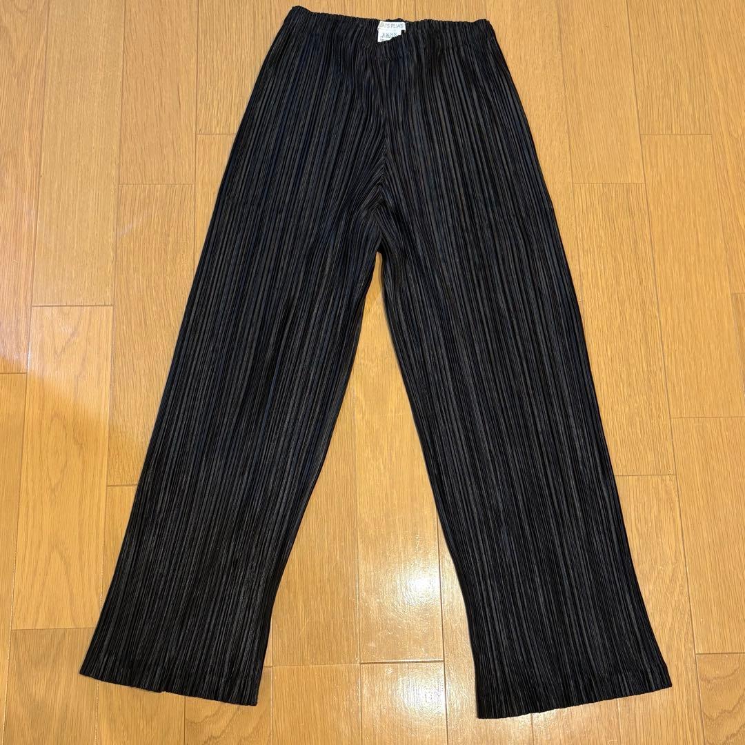 プリーツプリーズ 黒 ブラック パンツ ポケット付き