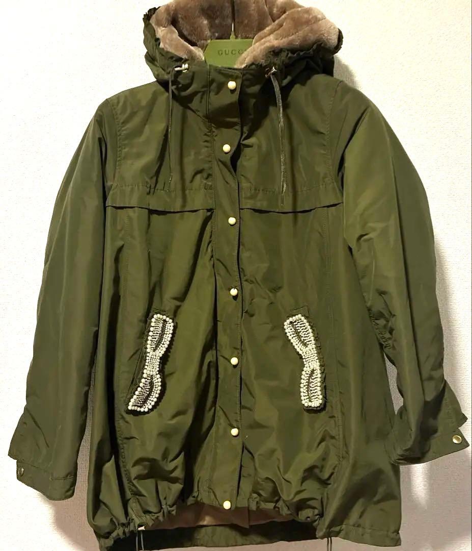 フランシュリッペ モッズコート　ライナー付き　パールリボン